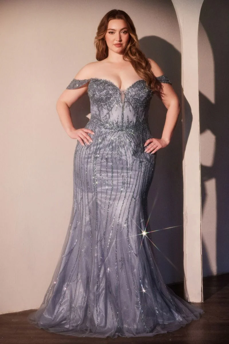 Annette Gown - OFF THE SHOULDER FLORAL BEADED GOWN - Image 10