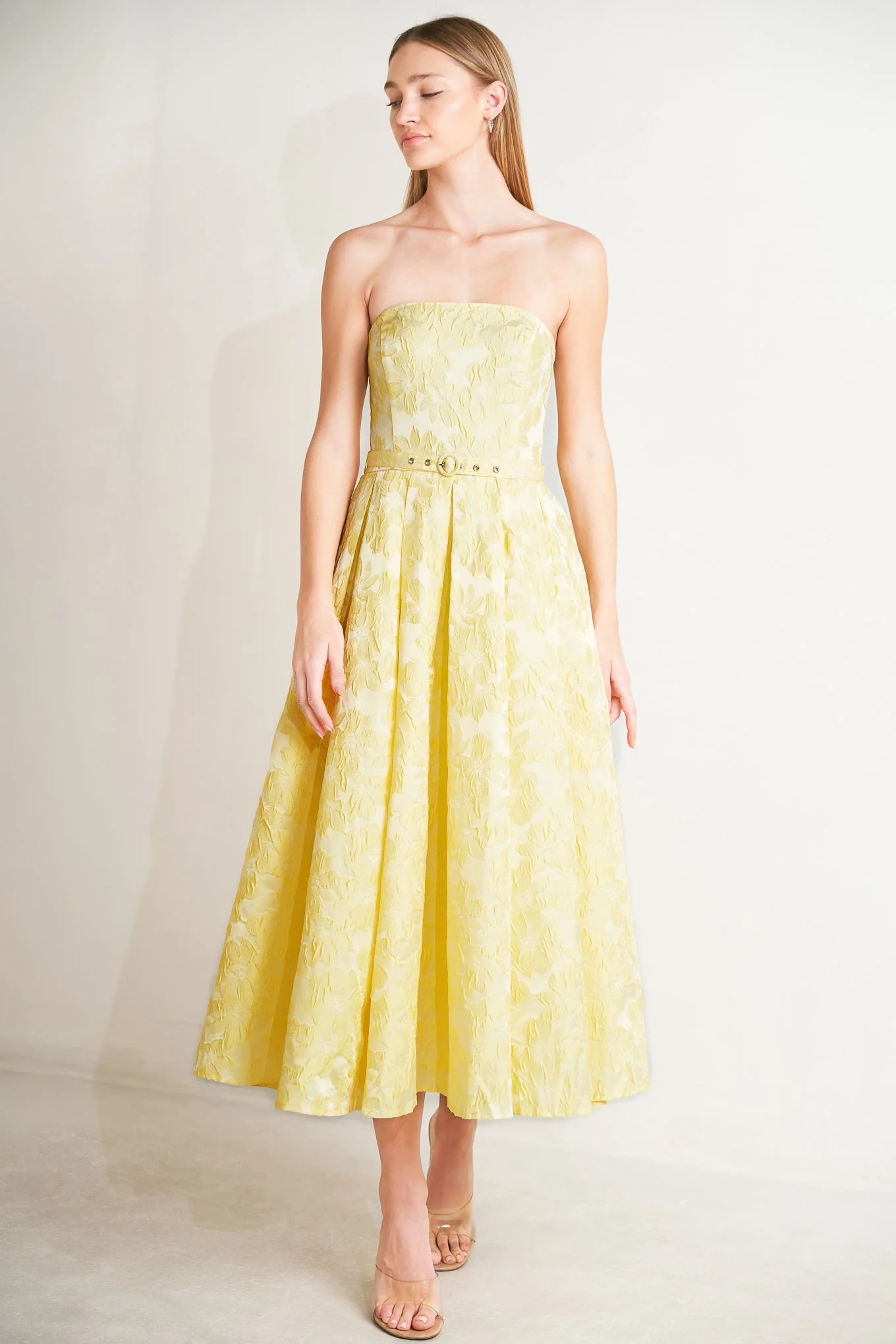 BUTTERCUP BLOOM LEMON YELLOW MIDI DRESS - Image 3