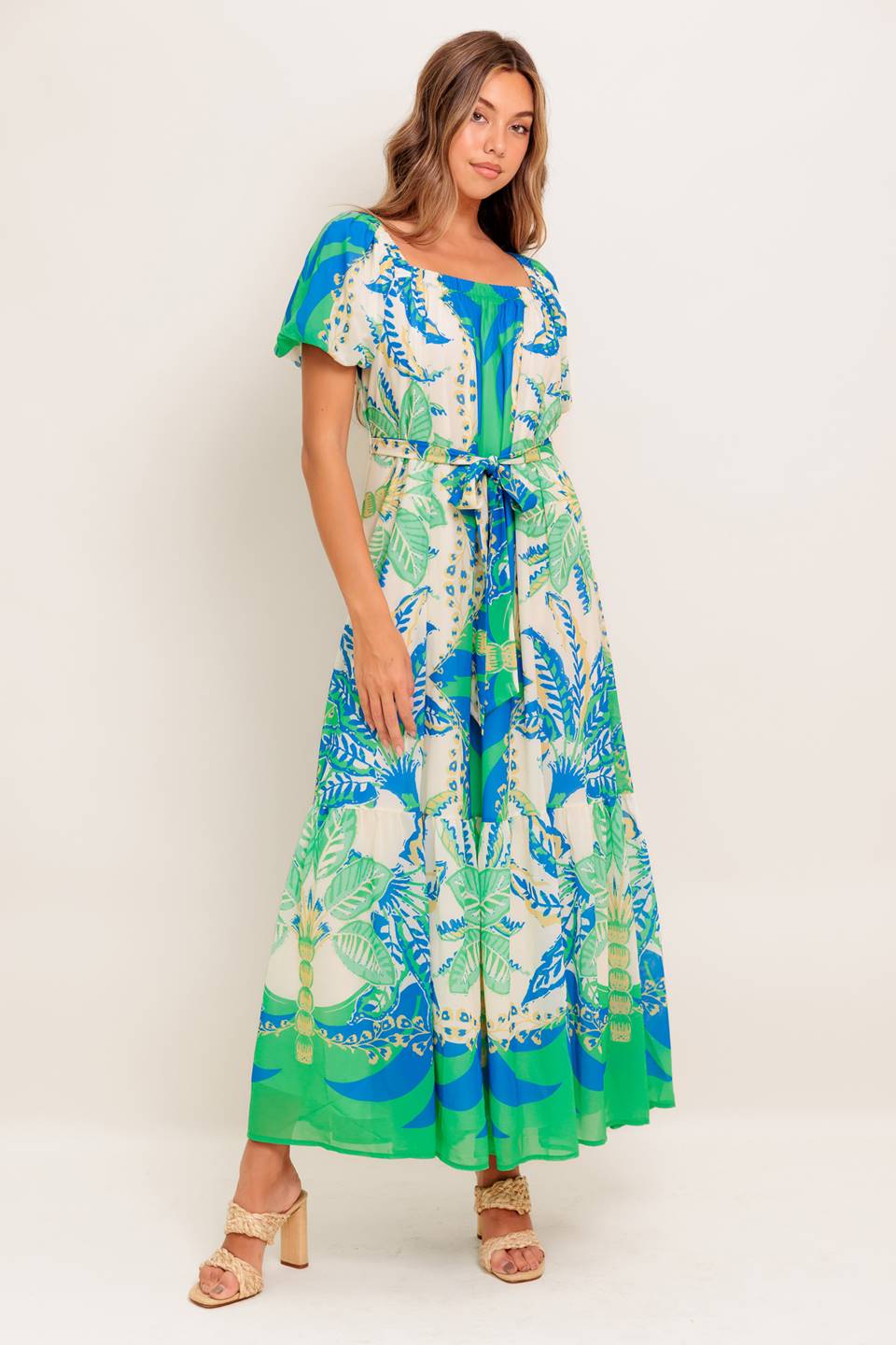 MADDISON MAXI DRESS - GREEN & BLUE - Image 3