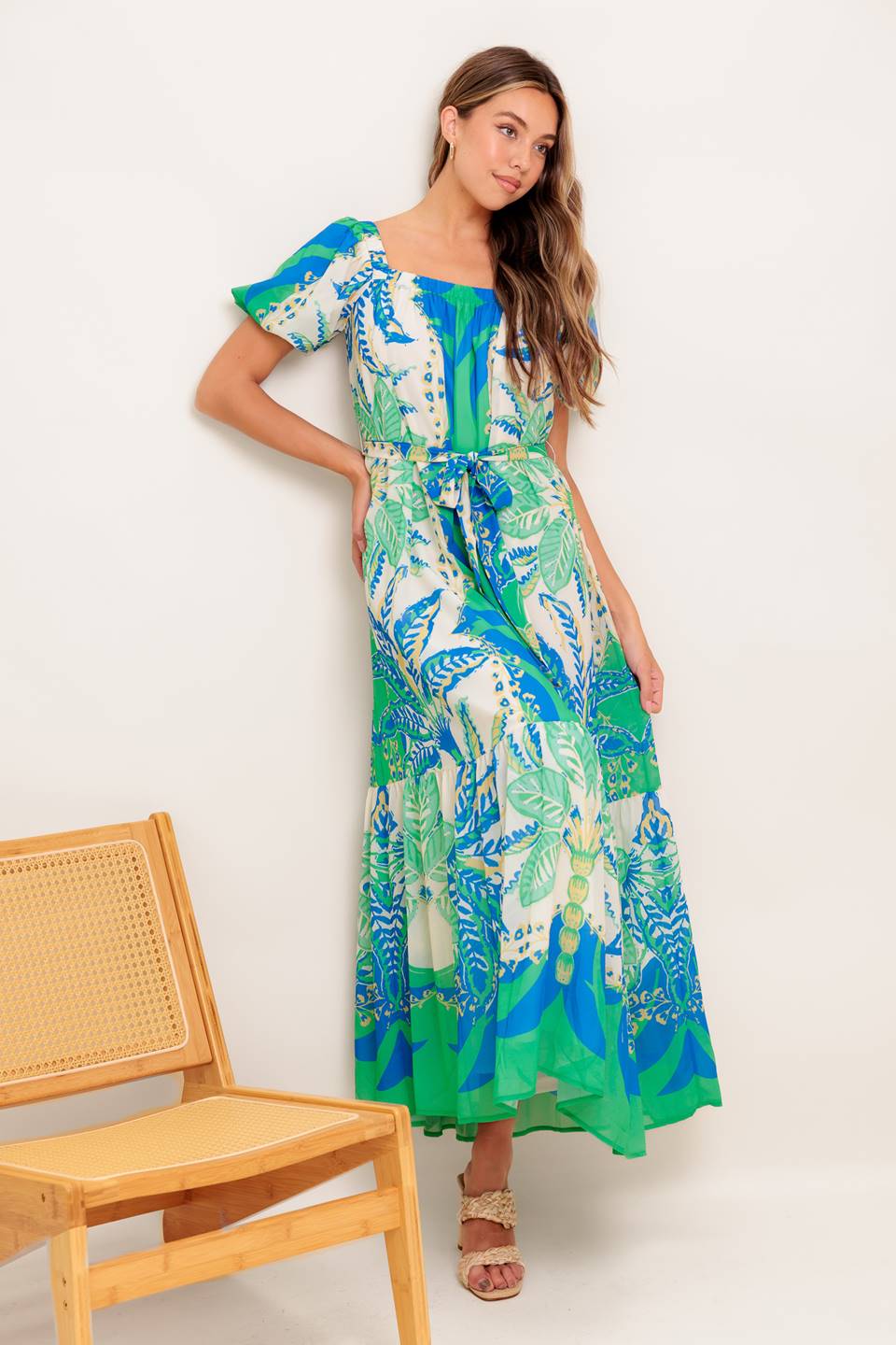MADDISON MAXI DRESS - GREEN & BLUE - Image 5