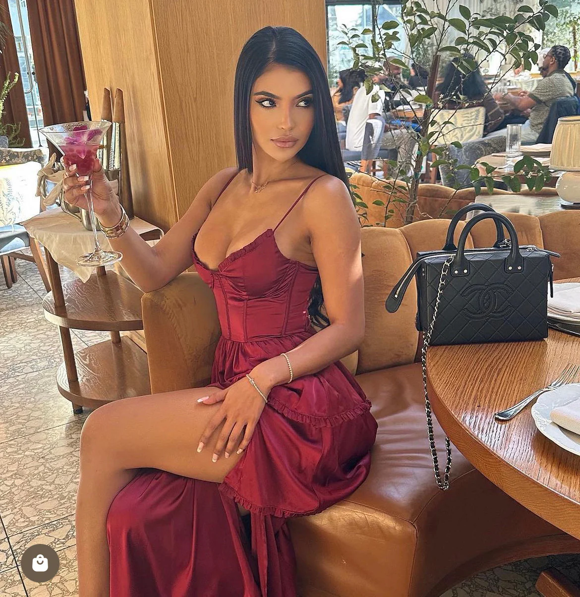 Maeve Corset Midi Dress - Burgundy - Image 7