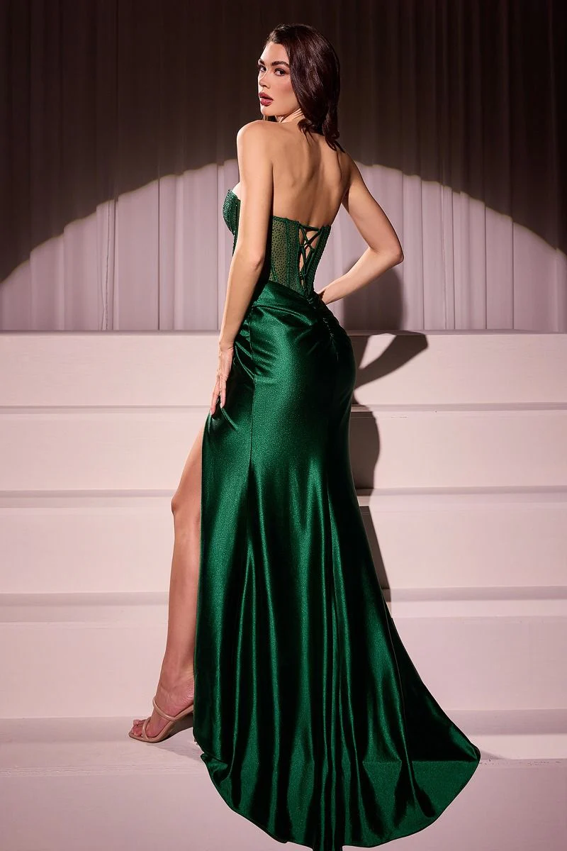 PRESTON GOWN - STRAPLESS SATIN & HOT STONE BUSTIER DRESS - Image 9