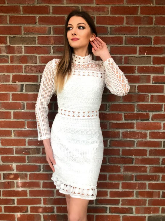 The Riverdale Mini Dress – White Lace Long Sleeve Dress - FINAL SALE - Image 6
