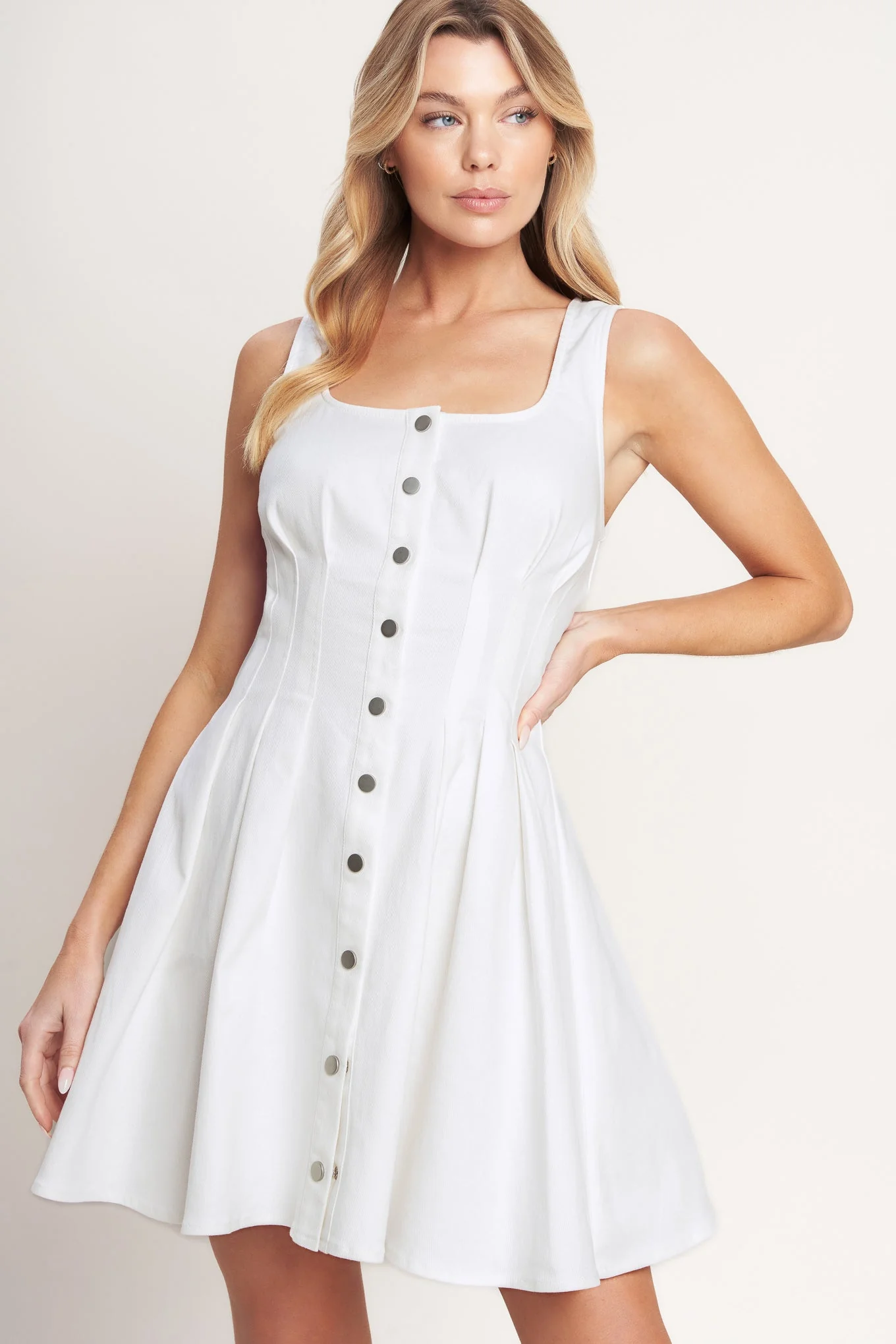 SUMMER PROMISE WHITE DENIM MINI DRESS - Image 5